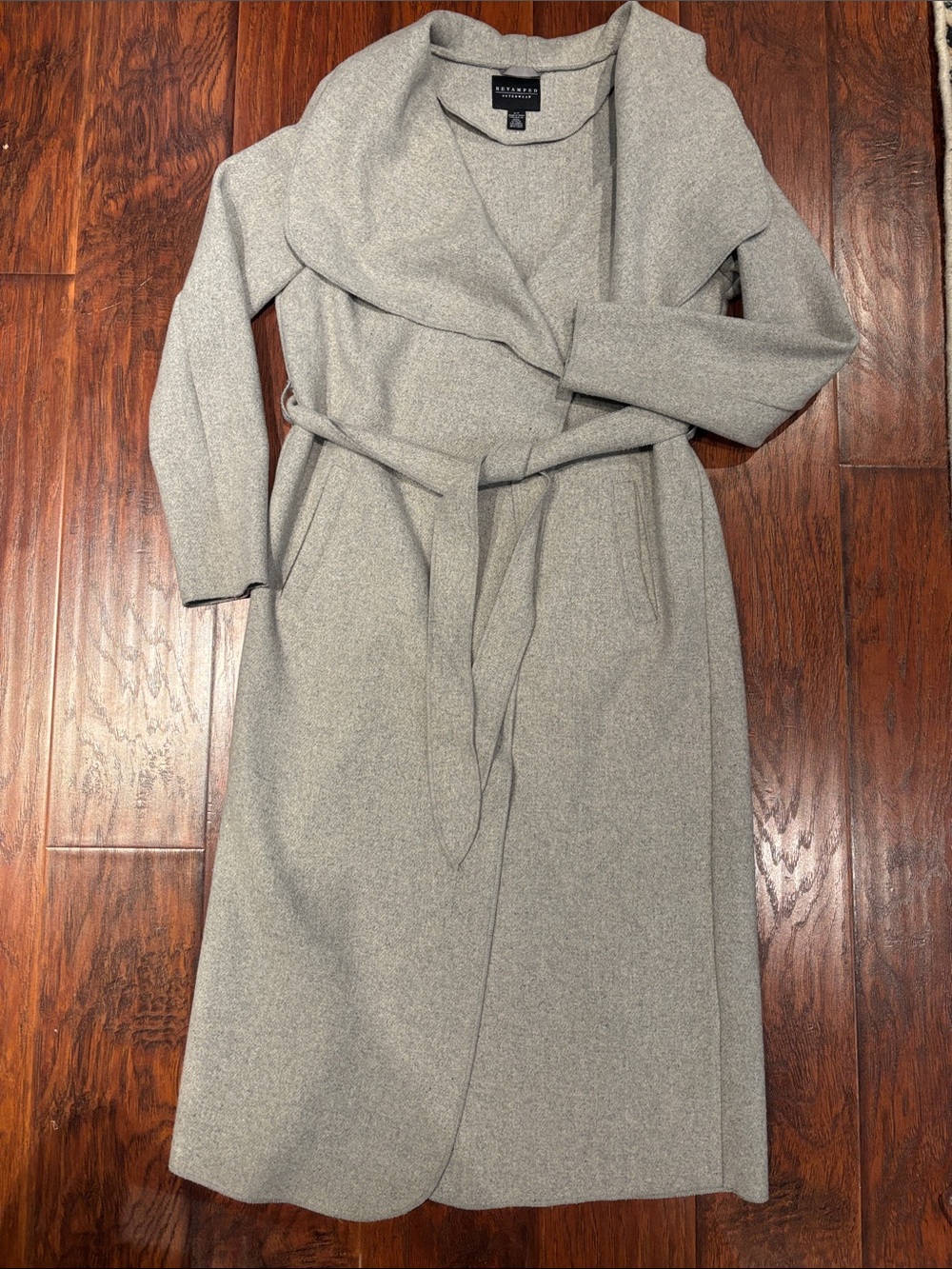 Light Gray Wool Wrap Coat